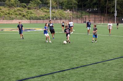 Playing on our turf field